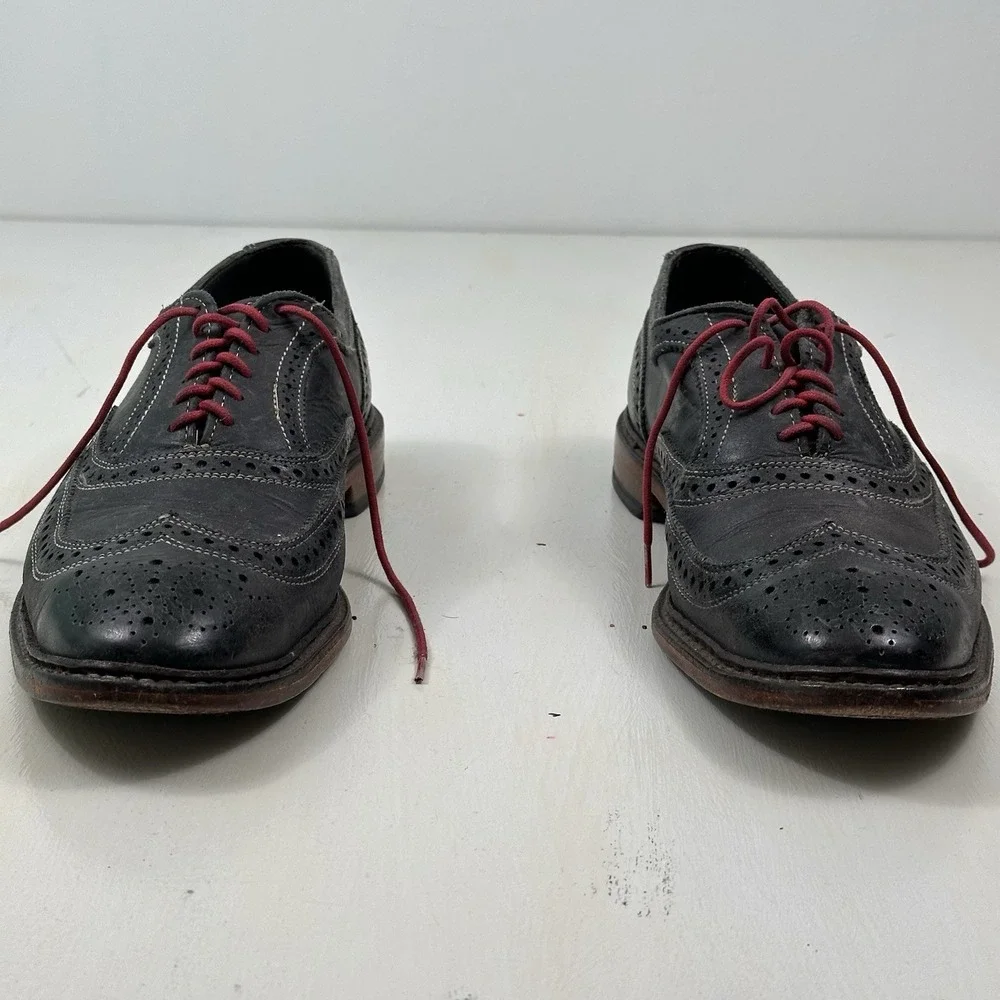 Allen Edmonds Neumok 4076‎ Shoes Men 11 D Leather Wingtip Navy Blue Oxford Dress
